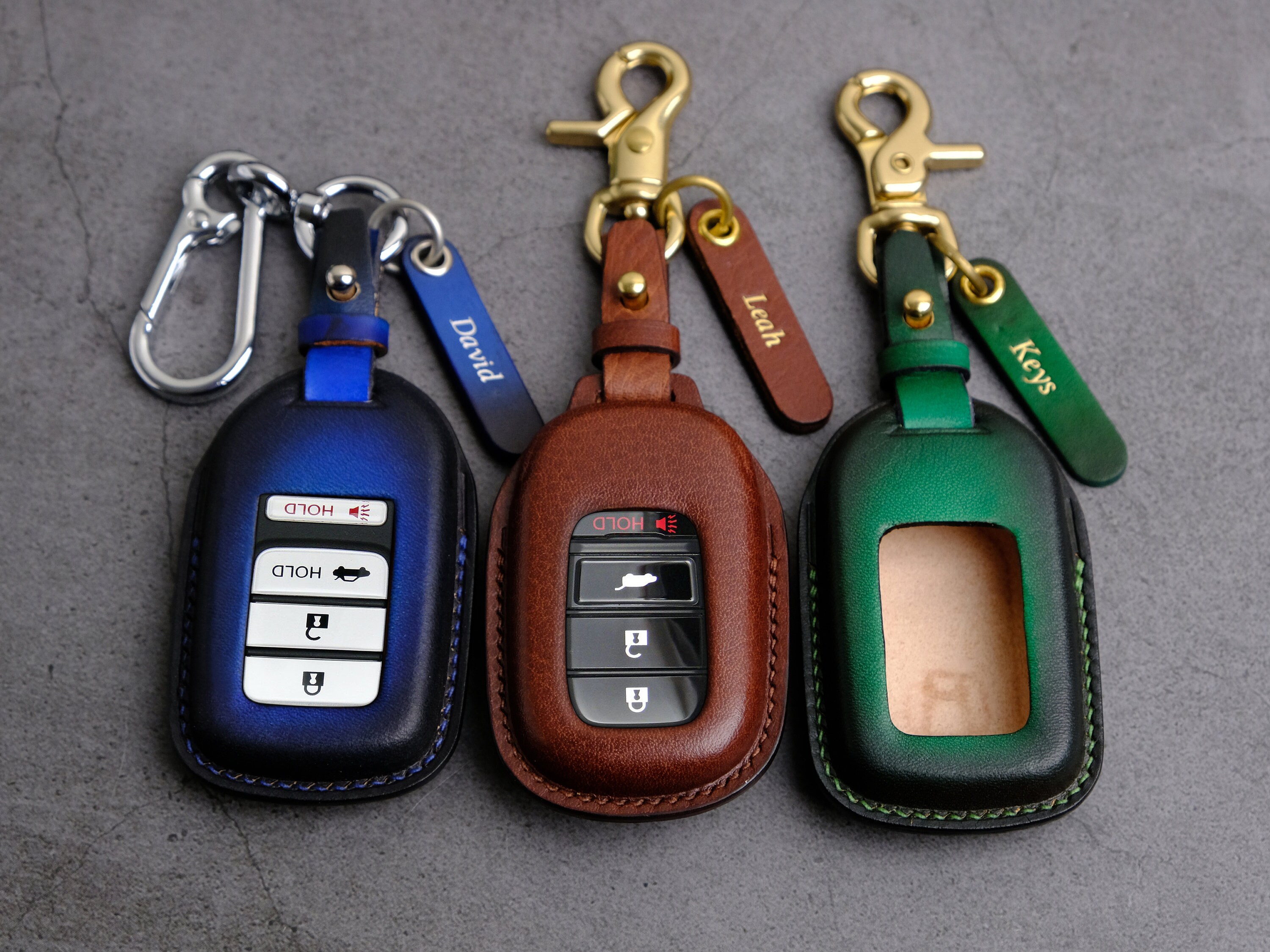 Ontto 3-Button Key Fob Cover Fit For Honda Smart Remote Key,Leather Key Protector Car Key Housing For Accord Civic CRV HRV Pilot Odyssey Passport Intelligent Key Blue - View #5