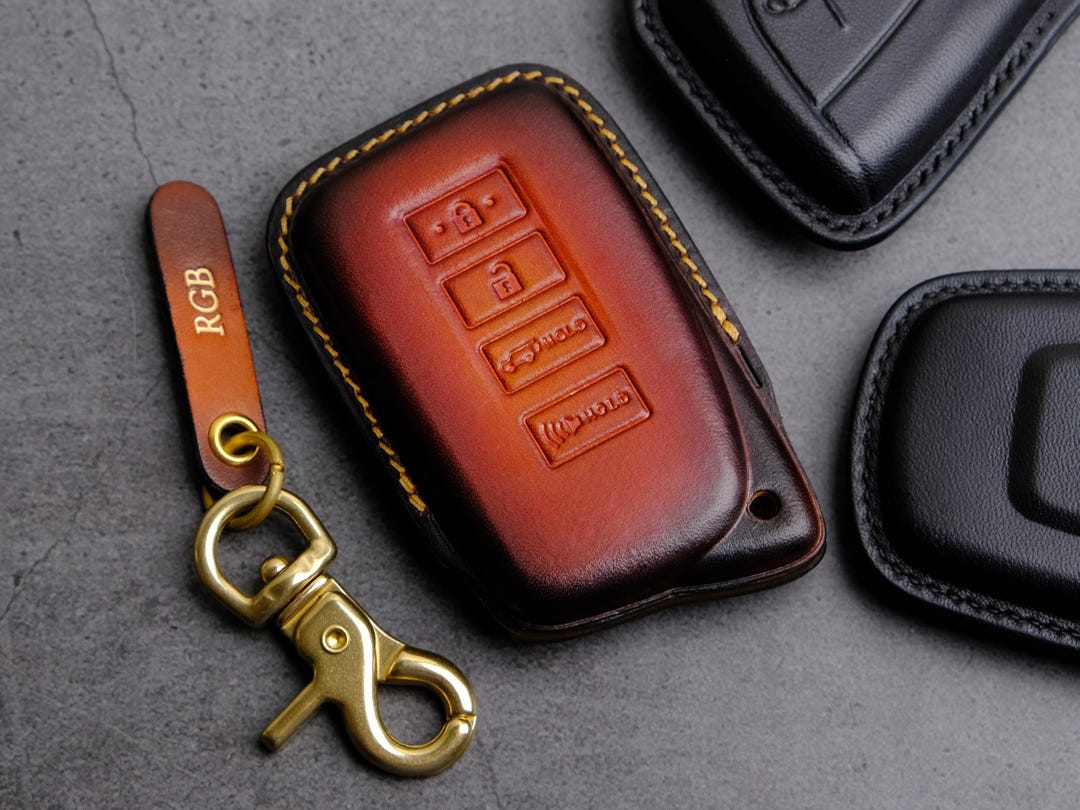 HIBEYO Custodia Intelligente Per Chiave Lexus, Silicone TPU Con Linea Argentata, Organizer Con Portachiavi, Per LS RC UX US ES NX RX (modelli 3 Tasti), Nero - 5