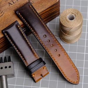 VegTan Leather Watch Band, Handmade Watch Band, Vintage Watch Band, Custom Watch Band, 22mm 21mm 20mm 19mm 18mm, Gift For Boyfriend