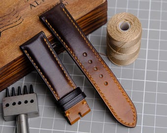 VegTan Leather Watch Band, Handmade Watch Band, Vintage Watch Band, Custom Watch Band, 22mm 21mm 20mm 19mm 18mm, Gift For Boyfriend