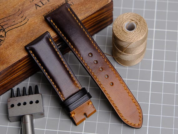 VegTan Leather Watch Band, Handmade Watch Band, Vintage Watch Band, Custom Watch Band, 22mm 21mm 20mm 19mm 18mm, Gift For Boyfriend