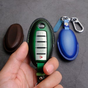Nissan Rogue Key Fob Cover, Handmade Leather Key Case For Nissan Altima Armada Frontier Juke Kicks Maxima Versa, Nissan Entry Remote
