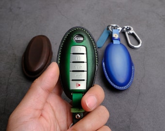 Nissan Rogue Key Fob Cover, Handmade Leather Key Case For Nissan Altima Armada Frontier Juke Kicks Maxima Versa, Nissan Entry Remote