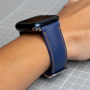 Navy Blue Leather Apple Watch Strap - Apple Watch Band 38mm, 40mm, 41mm, 42mm, 44mm, 45mm For All Series - Gift For Him