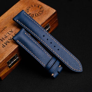Bracelet de montre en cuir d'Epsom bleu marine 22 mm 21 mm 20 mm 19 mm 18 mm - Cadeau pour lui - Cadeau d'anniversaire
