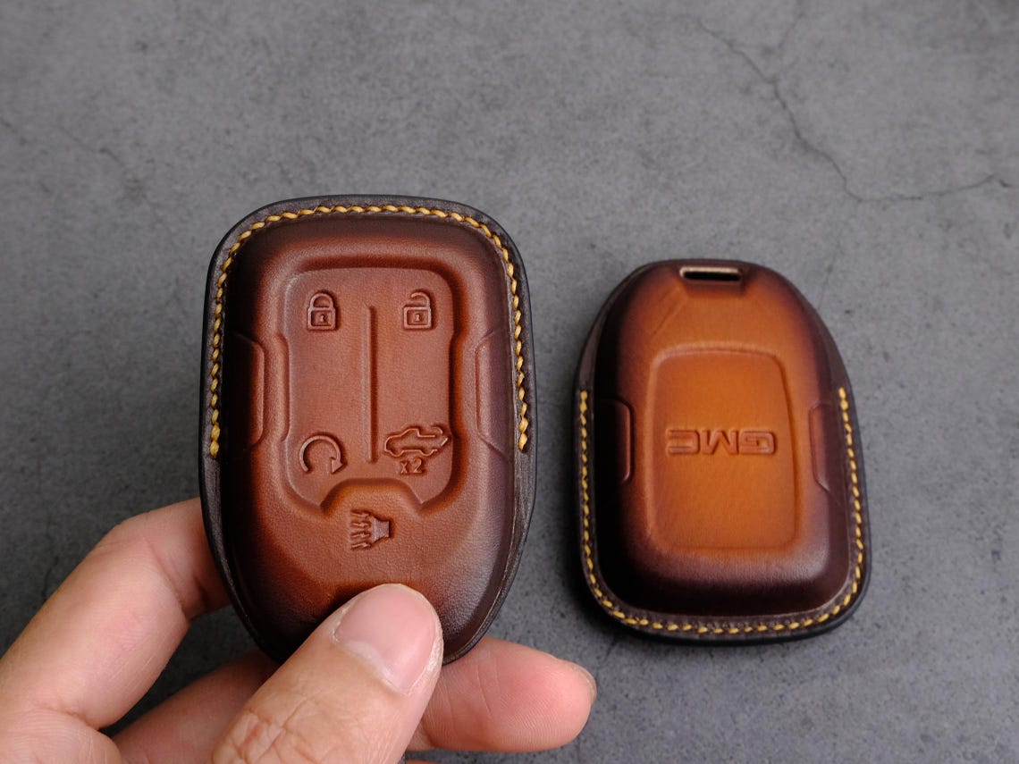 Leather Key Case for GMC Sierra 1500, Handcrafted Key Fob Cover for GMC ...
