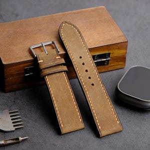 Custom Leather Watch Strap, Choice of Width 22mm 21mm 20mm 19mm 18mm - Gift For Him - Birthday Gift