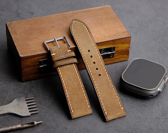 Custom Leather Watch Strap, Choice of Width 22mm 21mm 20mm 19mm 18mm - Gift For Him - Birthday Gift