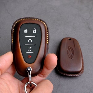 Chevrolet Equinox Key Fob Cover - Leather Key Case For Chevy Brazer Trax Traiblazer Traverse - Chevrolet Key Chain Keyless Keyring Remotes