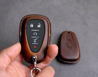 Chevrolet Equinox Key Fob Cover - Leather Key Case For Chevy Brazer Trax Traiblazer Traverse - Chevrolet Key Chain Keyless Keyring Remotes