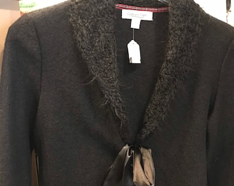 Coldwater Creek Black Jacket with a faux fur collar