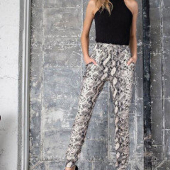 Plus size snake print jogger pants. - image 1