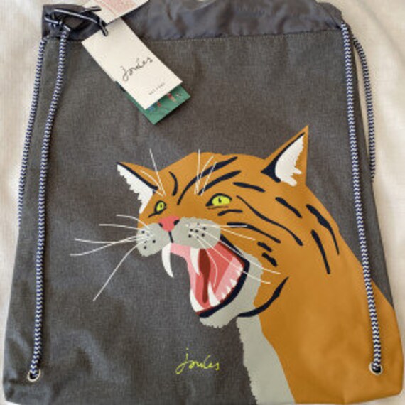 Gray Wild Cat Active Canvas drawstring bag - image 1