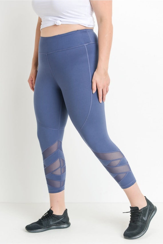 Plus size overlap zig zag mesh leggings. - image 2