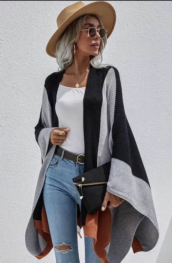 NWT Casual knit color block shawl - image 1