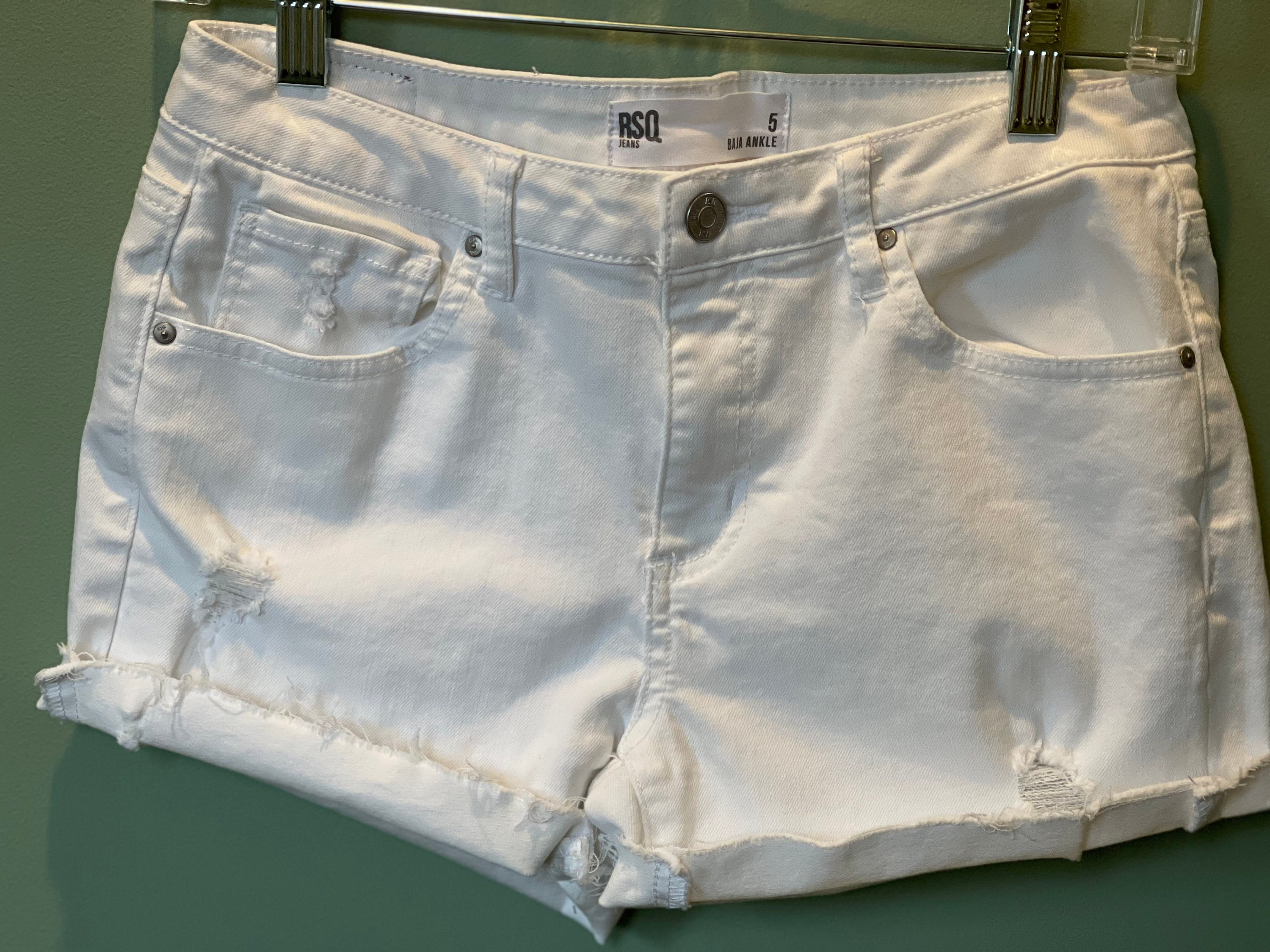 RSQ White Distressed Jean Shorts size 5 