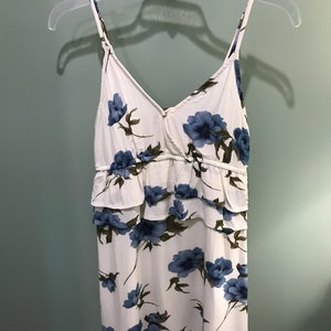 american eagle white dress with blue flowers Buy American Eagle Women Blue Floral Puff Sleeve Cinched Waist Mini Dress Online