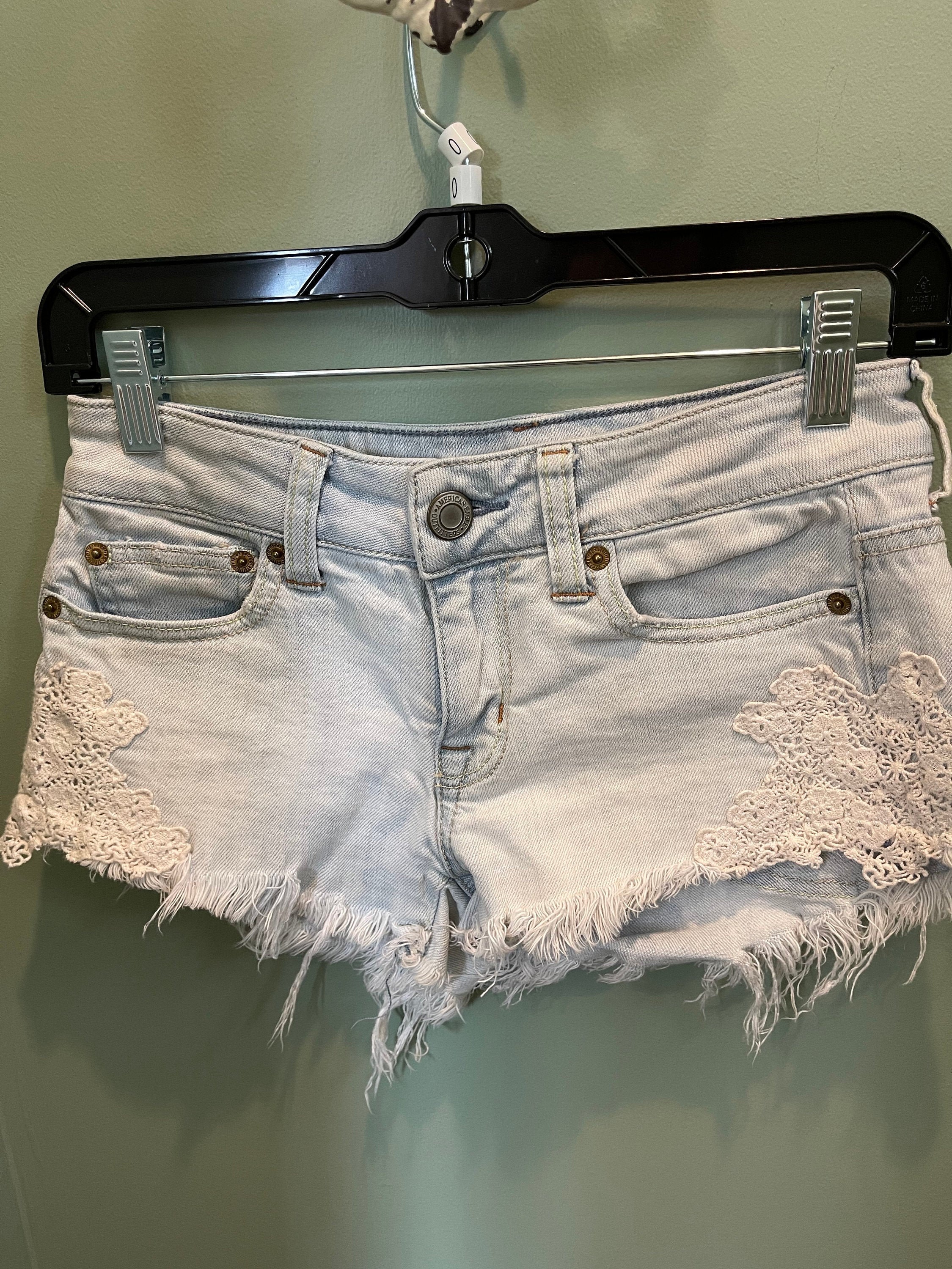 American Eagle Crochet Denim Shorts Denim Shorts Crochet Lace Low