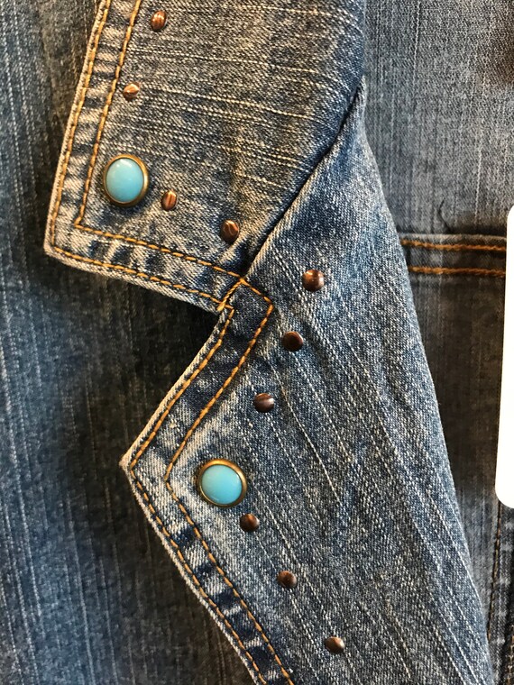 Ruby Rd. jean jacket with turquoise like studs  -… - image 3
