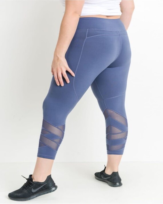 Plus size overlap zig zag mesh leggings. - image 3