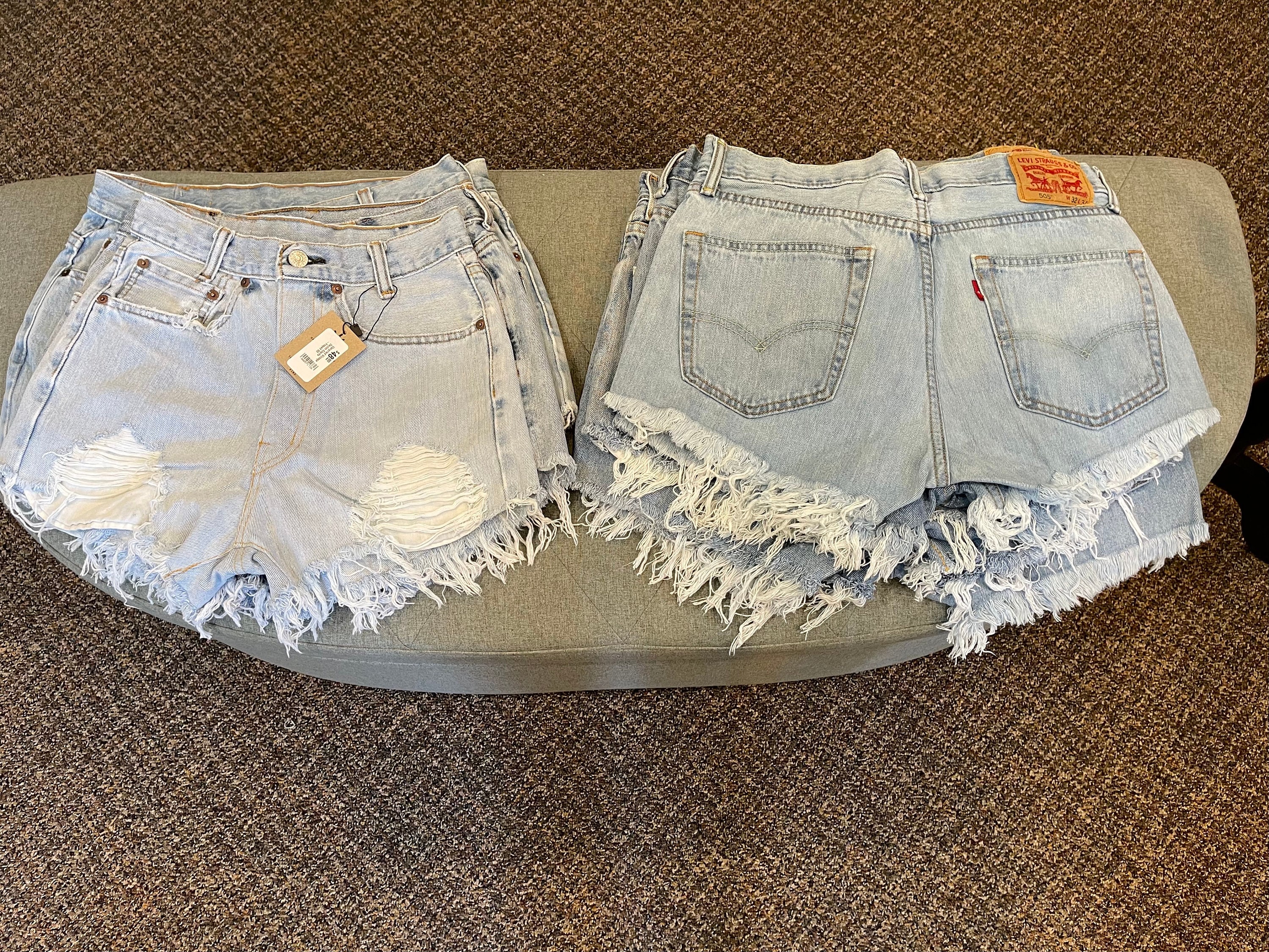 Upcycled Vintage Levi's Denim Shorts- Frayed -size 00 through 2