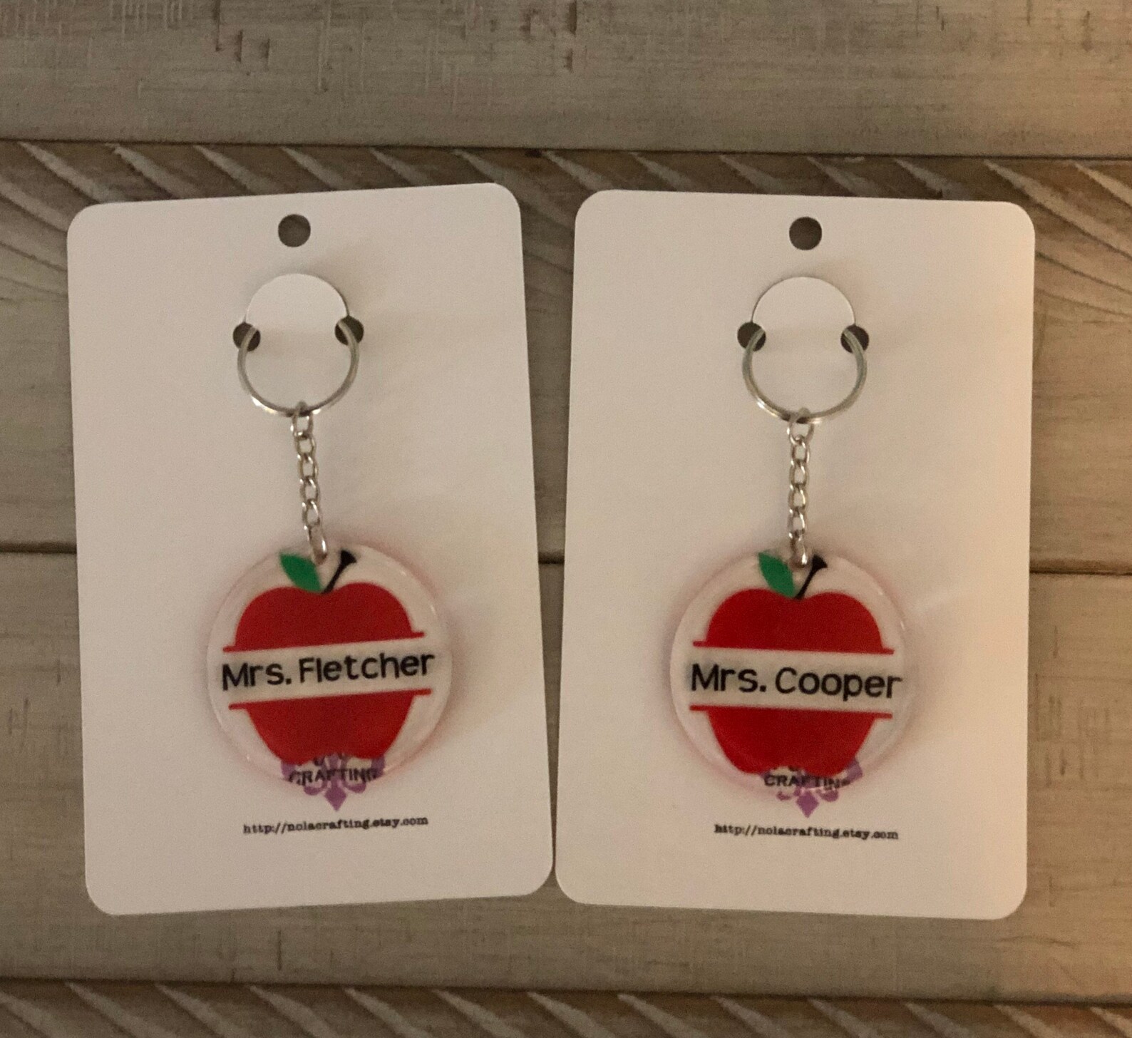 Personalized Teacher Apple Keychain Etsy