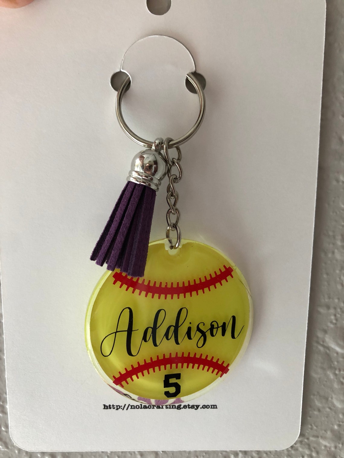 Personalized Softball Keychain Etsy