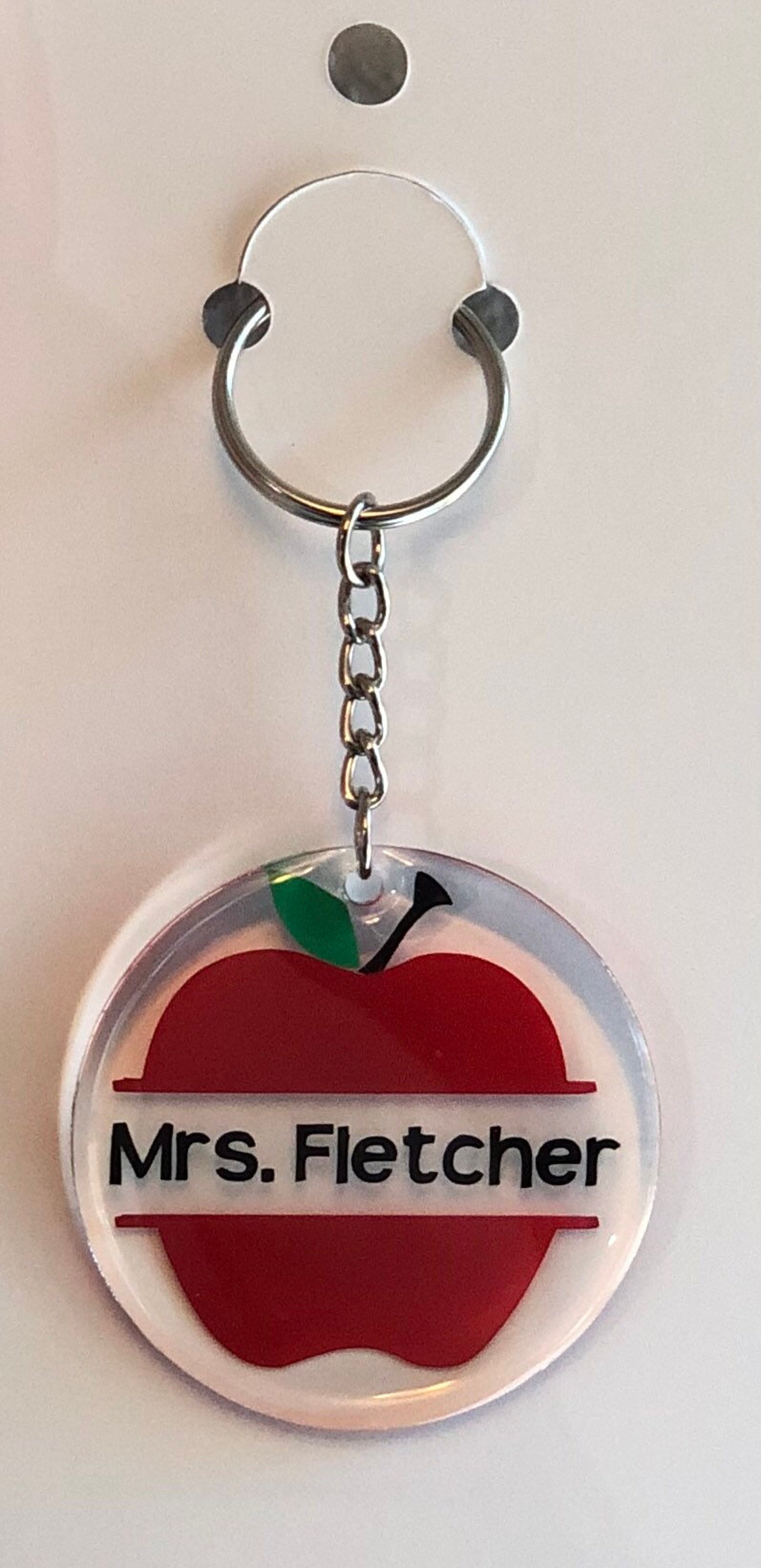 Personalized Teacher Apple Keychain Etsy