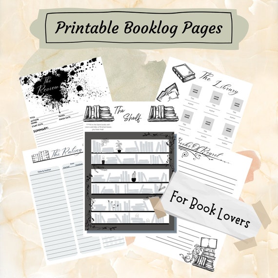 Printable Booklog Pages Journal Pages Personal Journal - Etsy