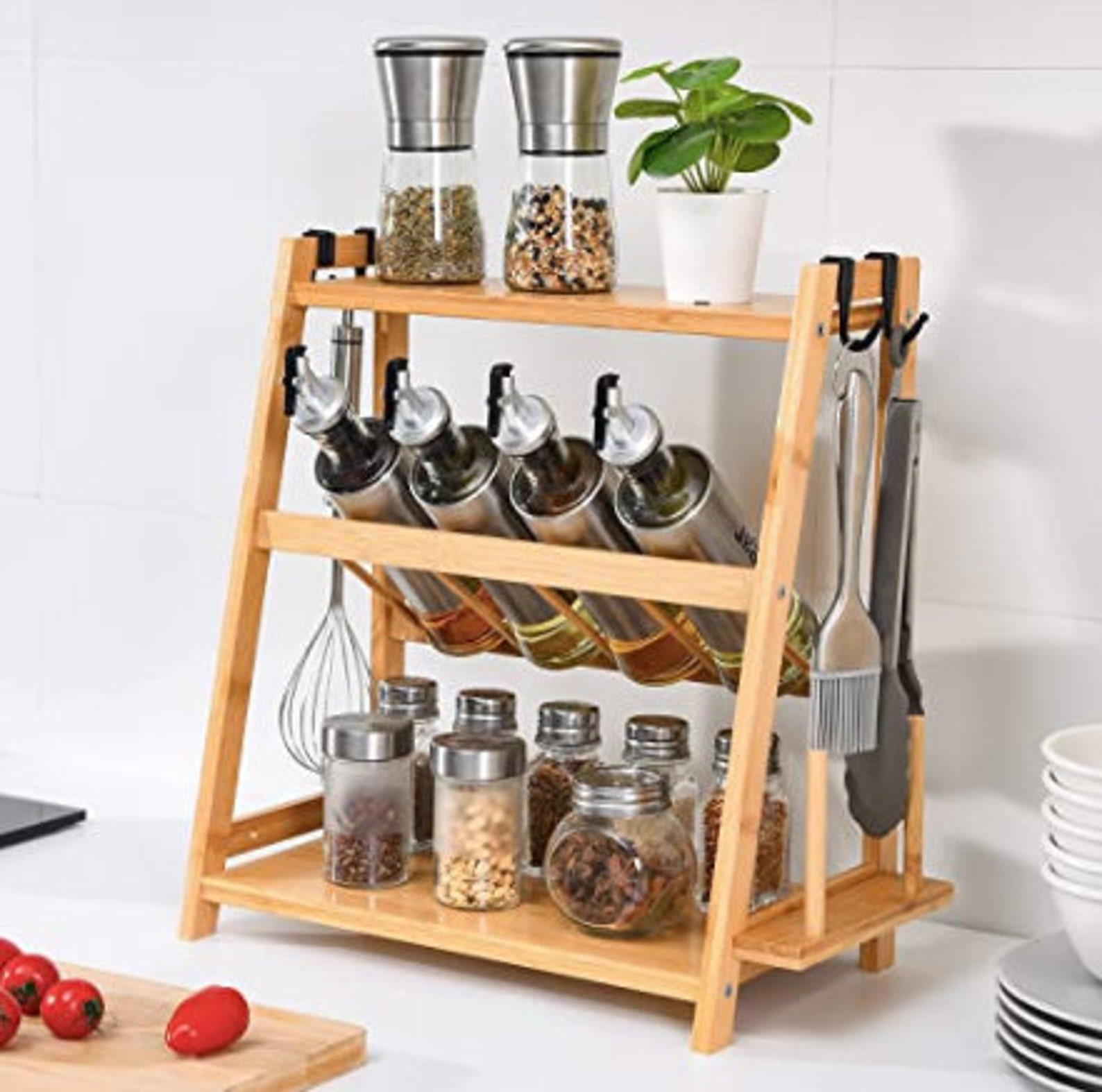 Spice Rack Organizer 3Tier bamboo Spice Organizer Standing Etsy