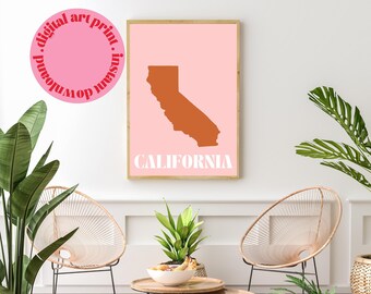 California State Art Print, Home State Modern Wall Art, California Wall Art