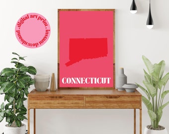 Connecticut State Art Print, Home State Modern Wall Art, Connecticut Wall Art