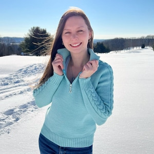 Patrón de tejido - Trenzas polares con cremallera de un cuarto
