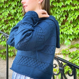 Knitting Pattern Eyelet Stripe Hoodie image 2