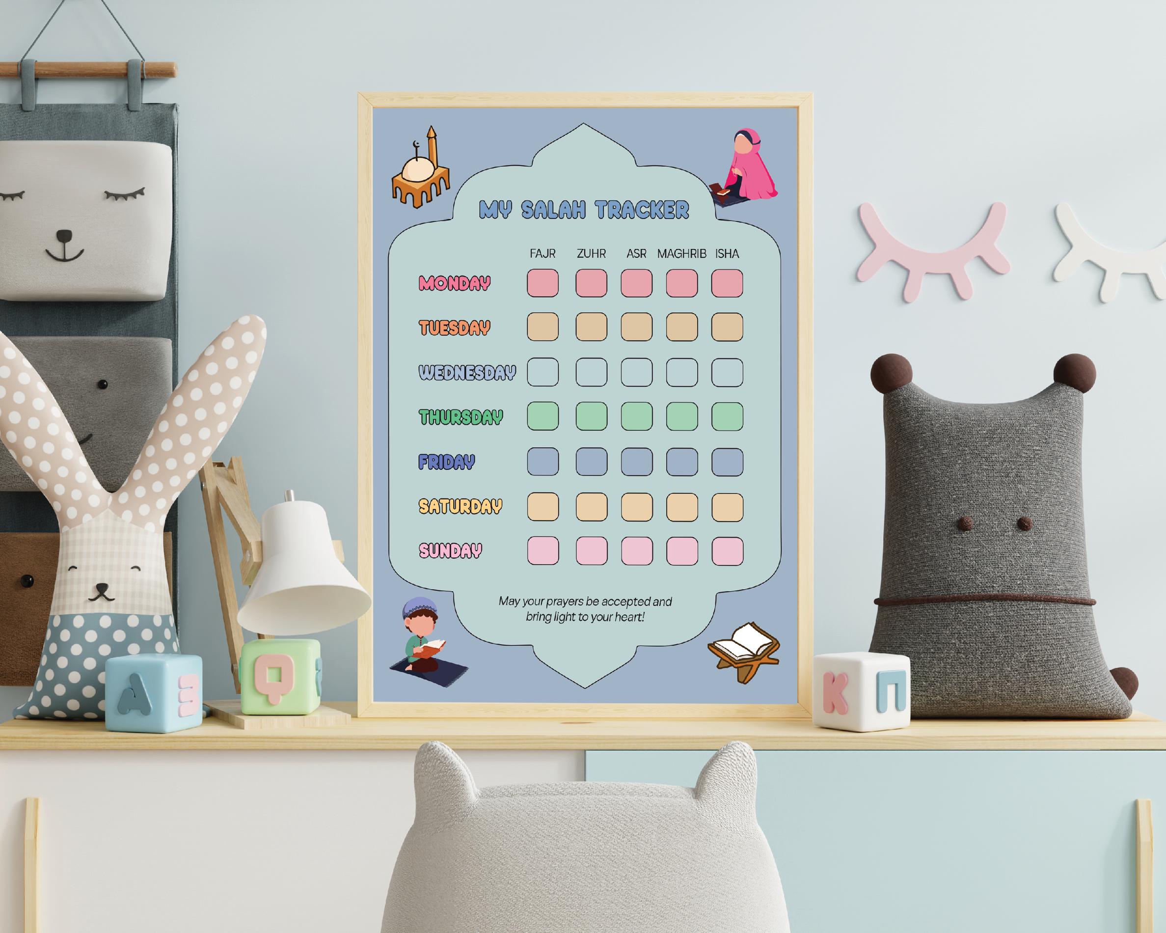 Daily Salah Tracker Printable for Kids, Islam Nursery, Prayer Chart Kids, Islam Educational ...