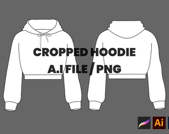 Hoodie Drawstring Zip up Kangaroo Pocket Mock up for Fashion Design Tech  Pack Technical Flat Sketch CAD Ai Editable Vector Template 