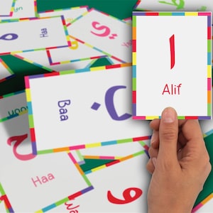 Flash-kaarten met Arabisch alfabet, afdrukbare pdf, Alif Ba Ta, Eid Gift, Arabisch leren, islam, thuisonderwijs, Koran leren, - direct downloaden