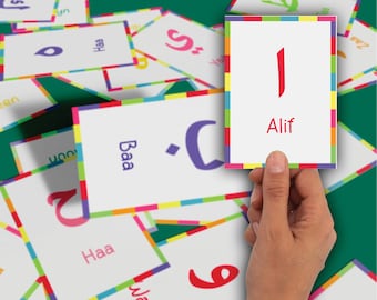 Cartes flash de l'alphabet arabe, PDF imprimable, Alif Ba Ta, cadeau de l'Aïd, apprendre l'arabe, l'islam, l'école à la maison, apprendre le Coran, - téléchargement immédiat