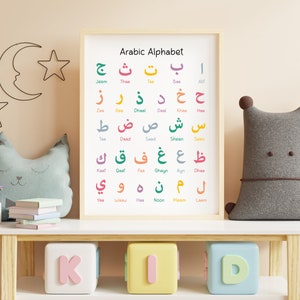 Arabisch Alphabet Druck - Islam Alphabet Poster - Islamische Kinderzimmer Drucke - Muslimische Kinder Druck - Muslimisches alif ba ta Poster - Digital Download