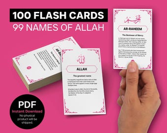 99 Namen von Allah Karte, Islam, Ramadan, Muslimische Kinder druckbare Karten, Imaan Booster, Eid Geschenk, Geschenk für einen Muslim, Dhikr, Digital