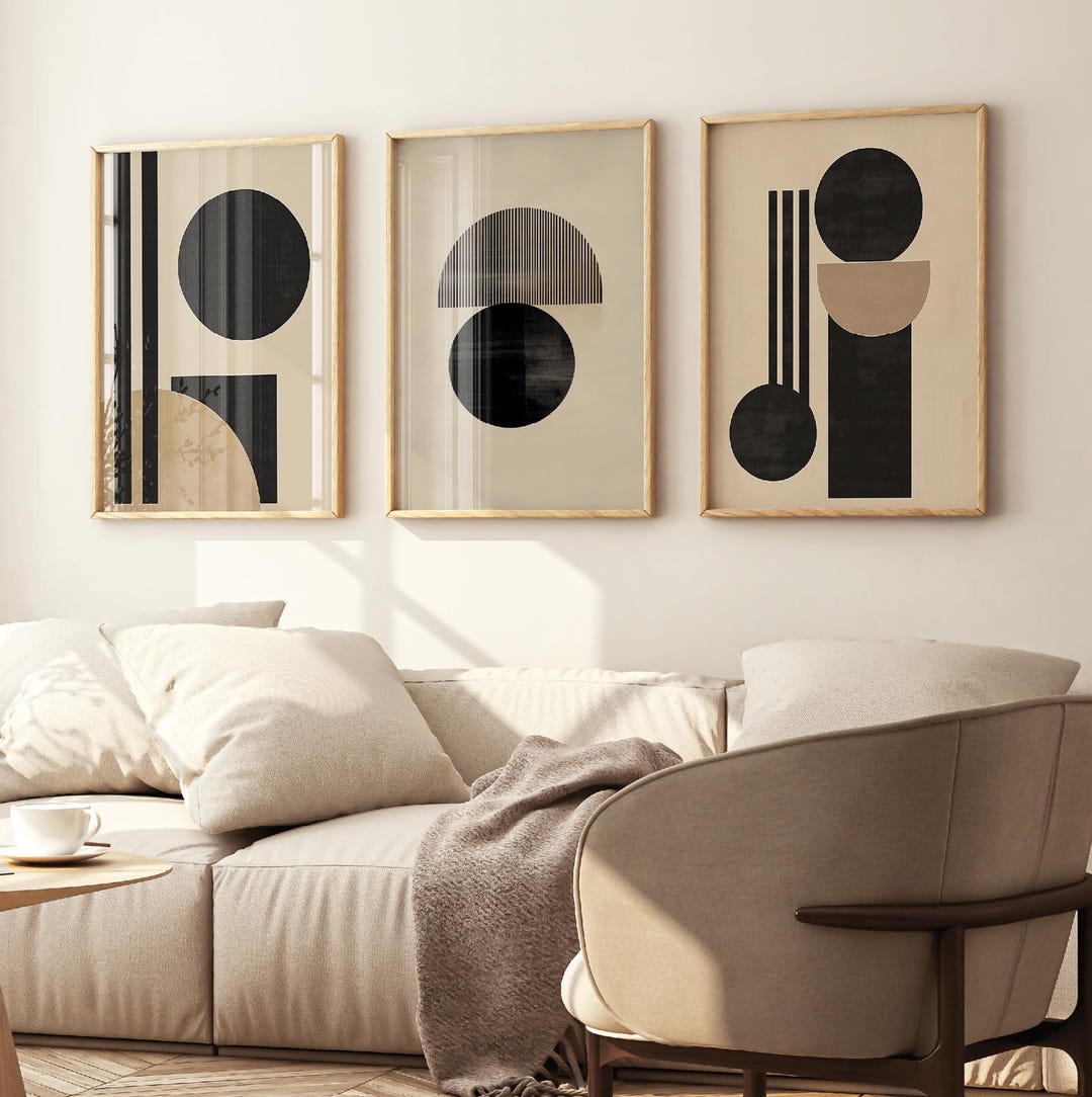 Minimalist Abstract Wall Art Set of 3 – Modern Geometric Printable Art ...