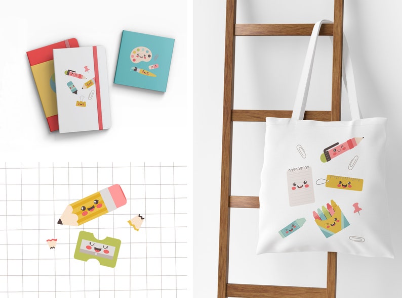 Back to School PNG Clipart Bundle, 35 School Supplies Digital Clipart ...