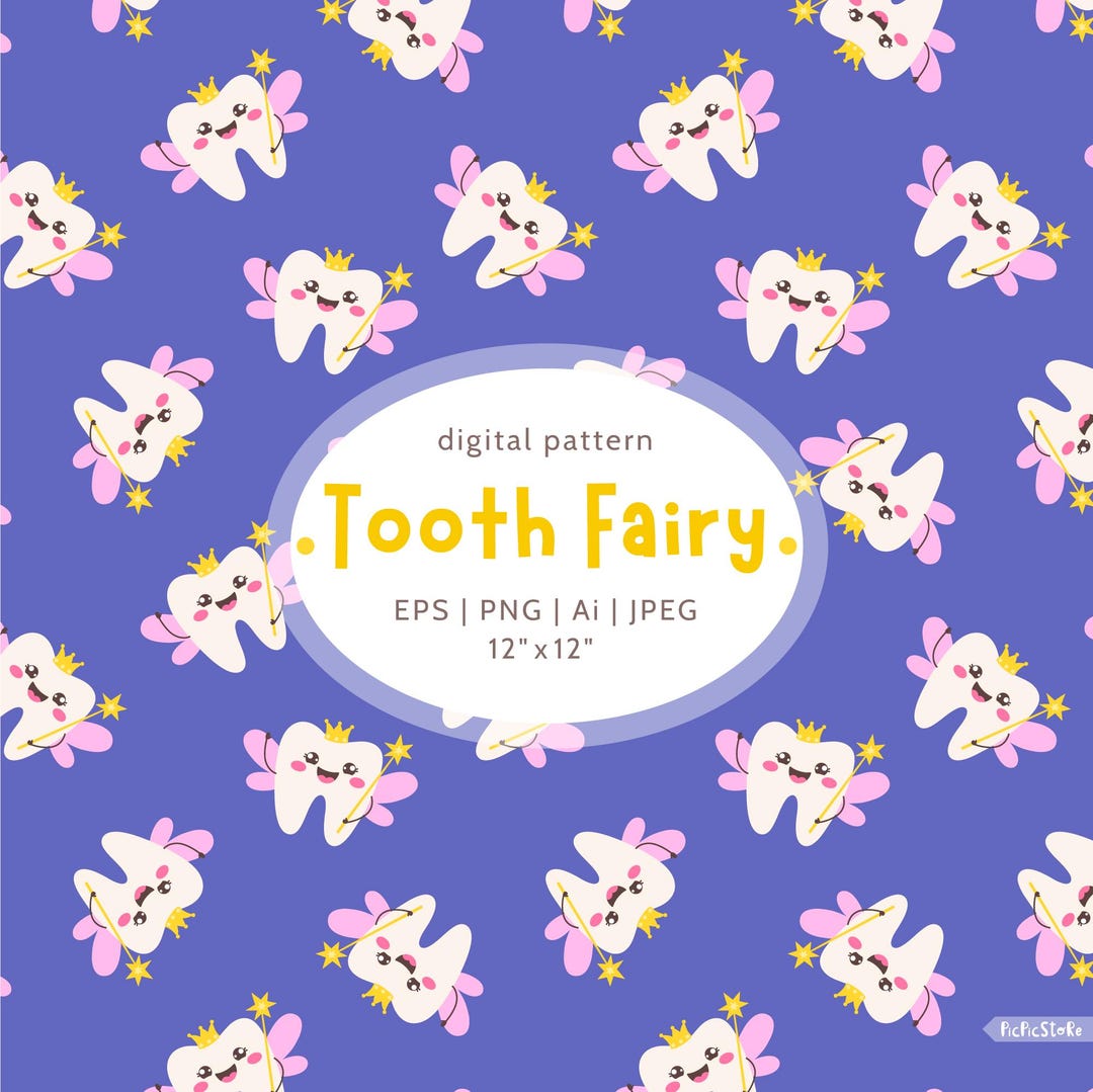 Tooth Fairy Digital Seamless Pattern, Magic Printable Paper for ...