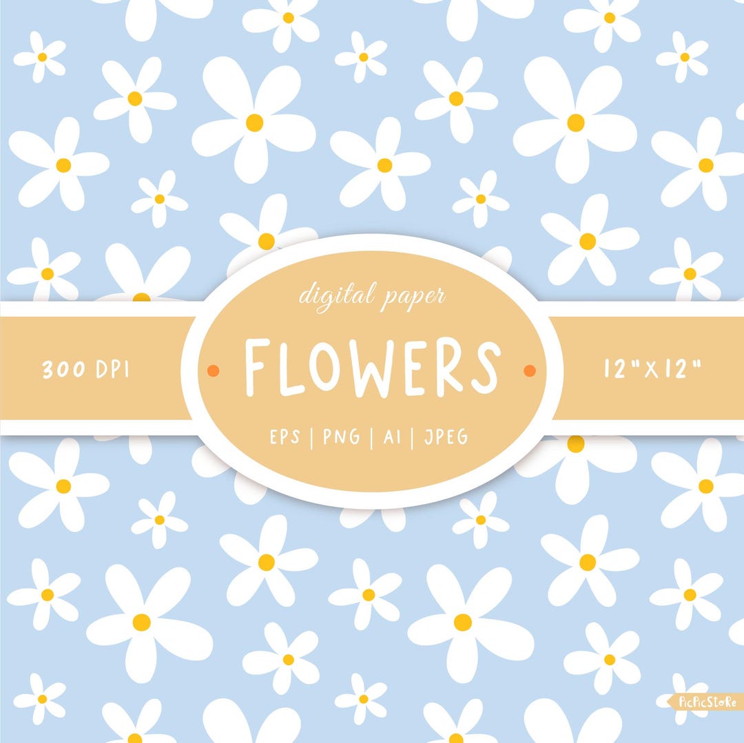 Floral Digital Paper, Summer Seamless Pattern With Daisy Flowers ...