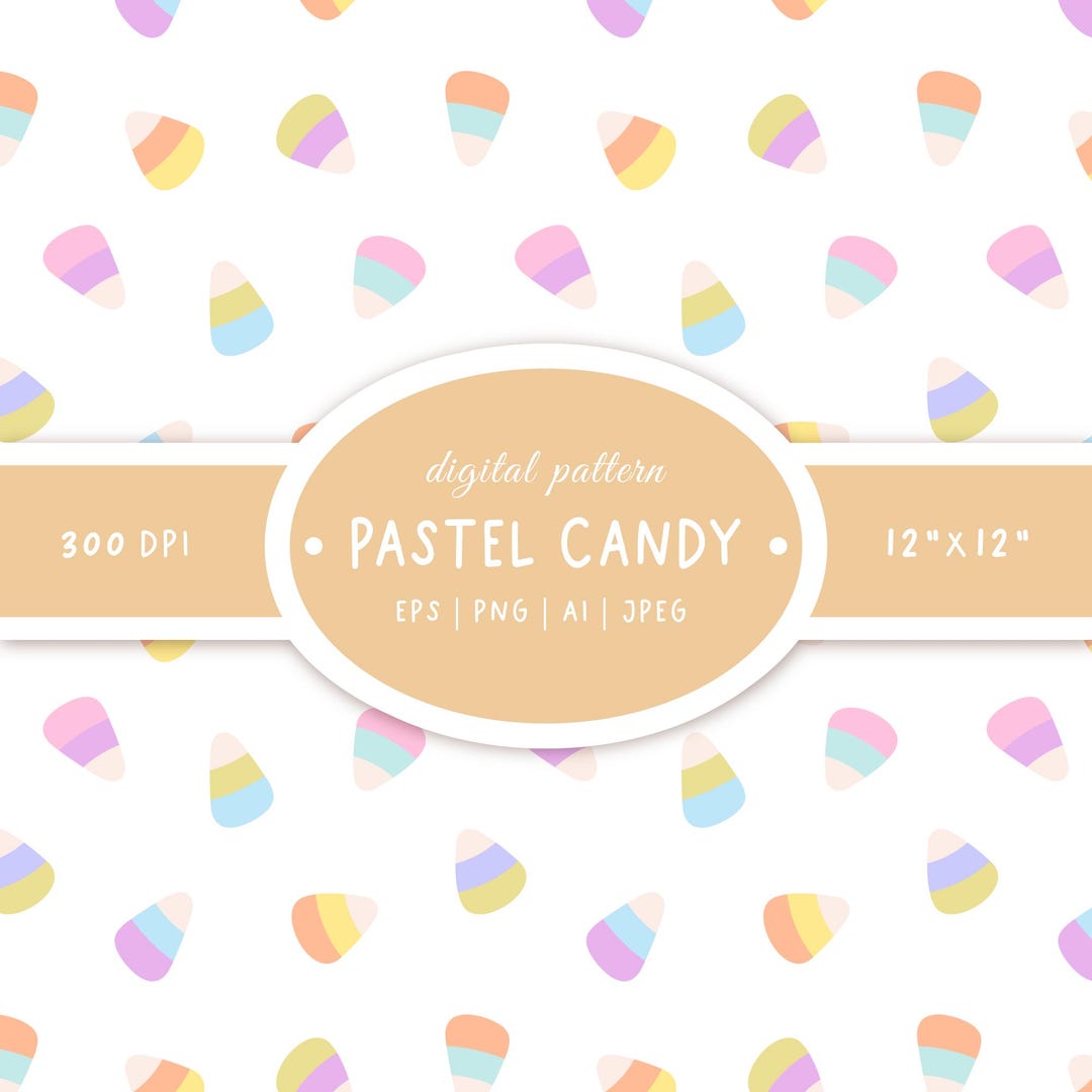 Sweet Candy Corn Seamless Pattern, Pastel Digital Paper With Halloween ...
