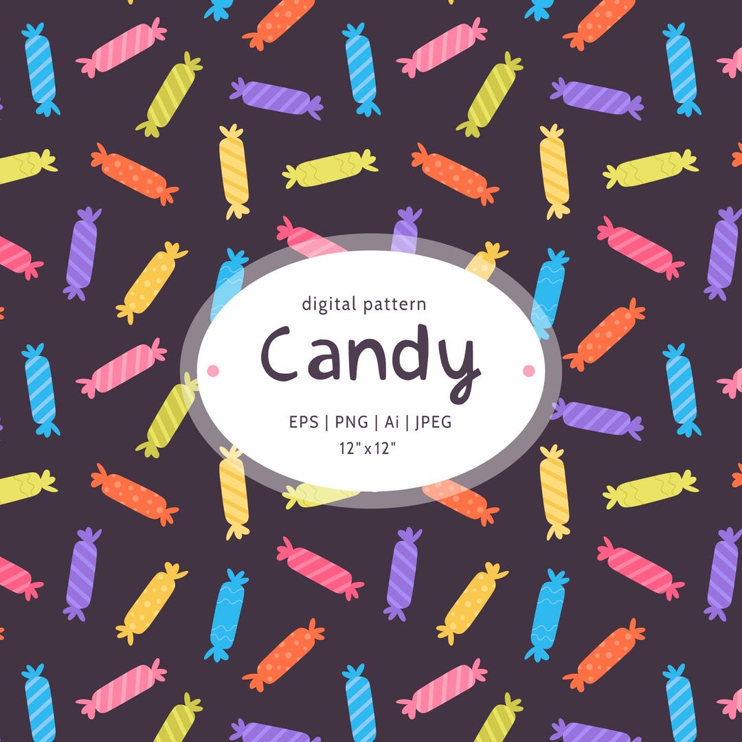 Seamless Candy Pattern, Colorful Candy Digital Paper, Digital Print ...