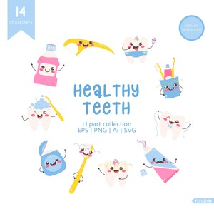 Ensemble de clipart dentiste - jolies dents SVG pour sublimation, outils d'hygiène dentaire, fée des dents