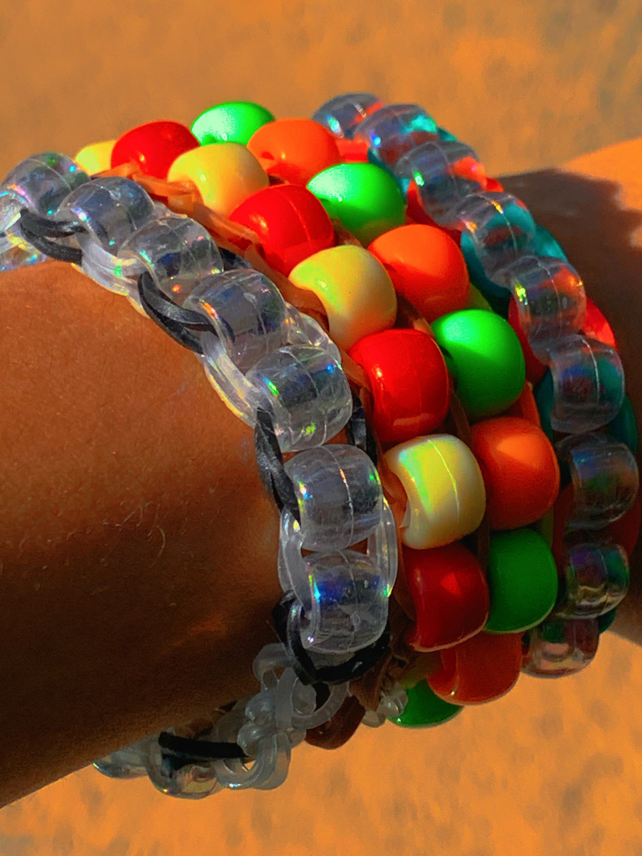 Y2K Kidcore Beaded Rainbow Loom Bracelet Etsy
