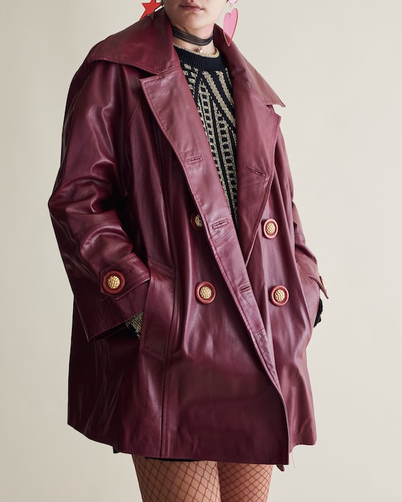 Red leather coat