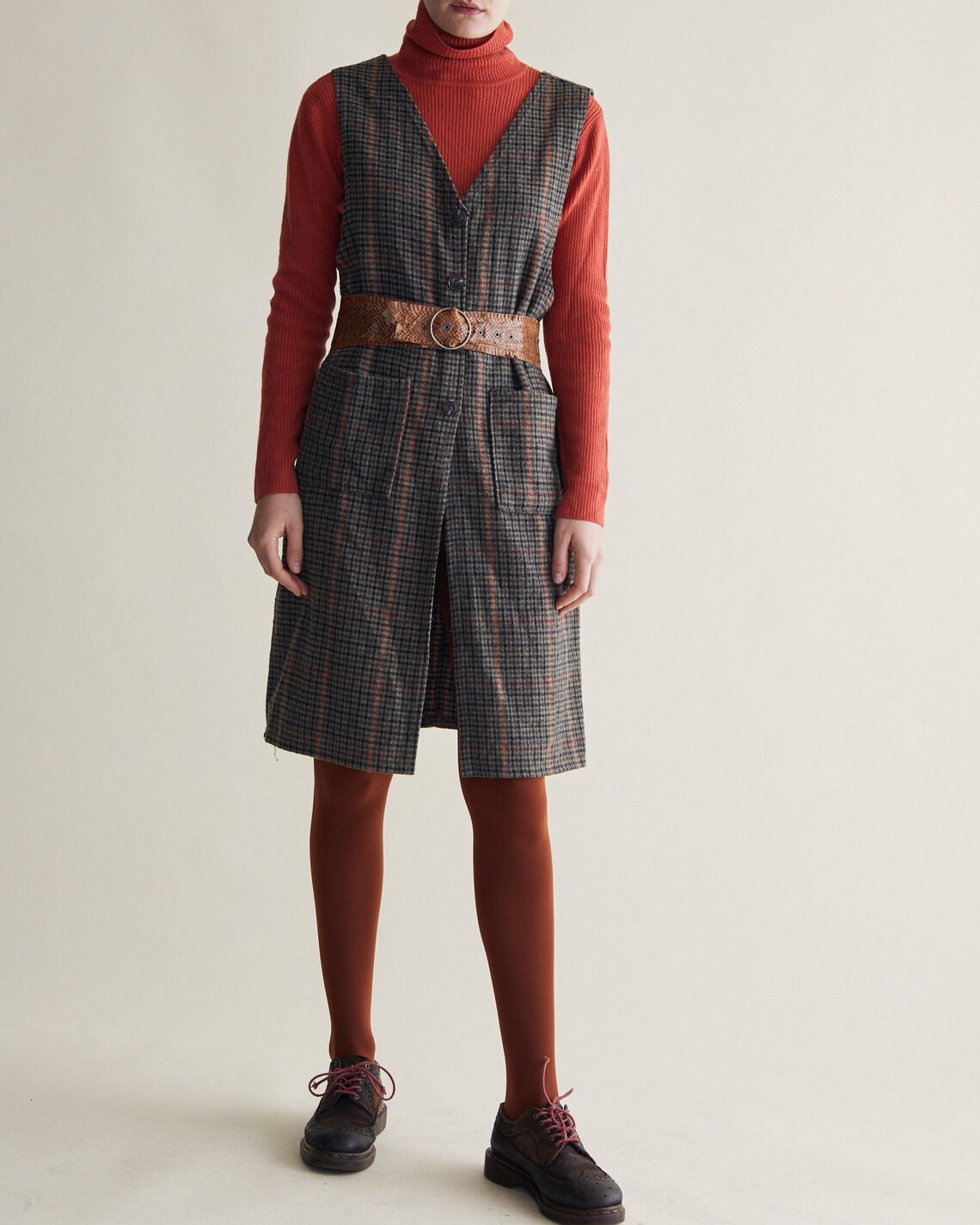 Checkered Wool Dress Etsy